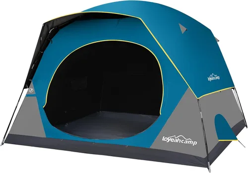 Vista 8 de LOYEAHCAMP Tienda de Campaña Blackout para 4 Personas, Montaje Fácil Tienda Domo Familiar Impermeable para Acampar con Sobretecho, Tienda Familiar