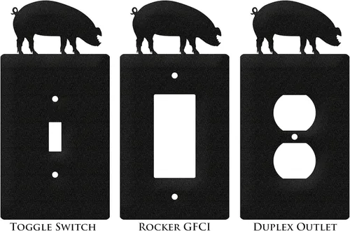 Vista 2 de SWEN Products Cubierta de placa de pared de cerdo (interruptor simple, negro)