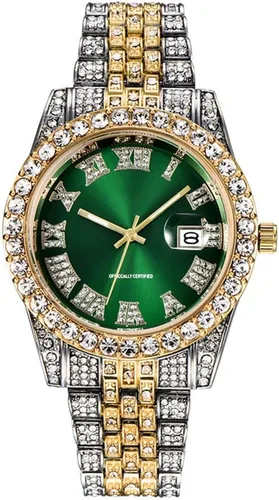 Vista 12 de Hip Hop Watches for Men Iced-Out Bling Diamond Luxury Quartz Watches with Date