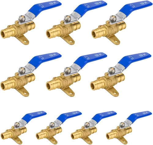 Vista 11 de Válvula de bola azul, válvula de cierre Pex A de 1/2 pulgada con oreja, válvula de bola de cierre Pex de puerto completo de latón para agua, aire