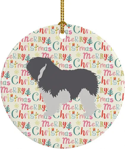 Vista 101 de Caroline's Treasures Affenpinscher - Adorno de cerámica con texto en inglés "Merry Christmas", multicolor para colgar en el árbol de Navidad