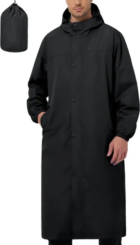 Vista 9 de UIQUR Chaqueta impermeable para hombre, ligera, larga, impermeable, rompevientos, ciclismo, correr, senderismo, plegable