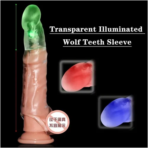 Vista 2 de Manga del pene masculino eyaculación retraso eyaculación polla para parejas adultas, juego de alcance del punto G, extensor de polla extensor de Azul