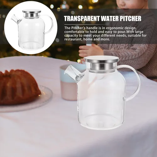 Vista 8 de CALLARON Mango ergonómico Jarra de vidrio Jarra de agua de refrigeración Tetera Jarra de jugo de cocina esencial