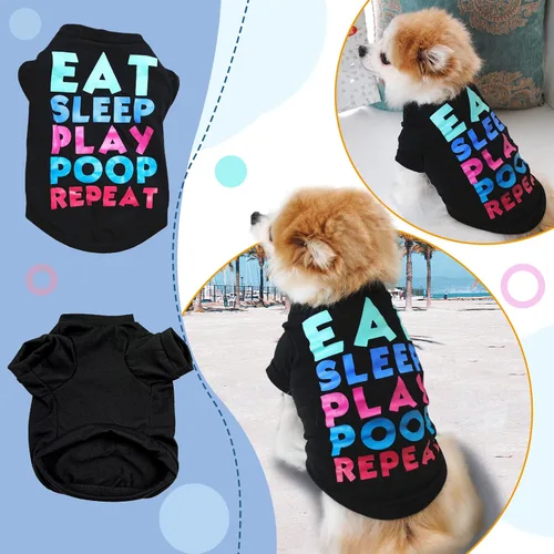 Vista 4 de PETCARE Paquete de 3 ropa para perros pequeños, Yorkie, Chihuahua, Shih Tzu, ropa linda para cachorros, camisas suaves y transpirables para perros