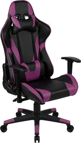 Vista 16 de Flash Furniture X20 - Silla giratoria de policarbonato ergonómica y ajustable con respaldo completamente reclinable en LeatherSoft negro