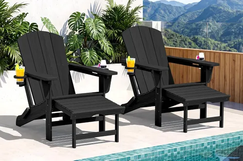 Vista 19 de SERWALL Silla Adirondack ajustable plegable HDPE con reposapiés, Aruba