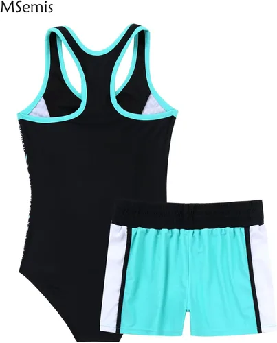 Vista 2 de MSemis Traje de baño tankini de dos piezas para niñas grandes y jóvenes