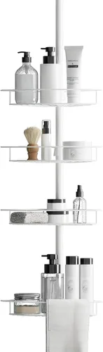 Vista 13 de Zenna Home Organizador de esquina con poste de tensión, organizador de ducha ajustable con 4 cestas, organizador de barra de tensión de baño Negro