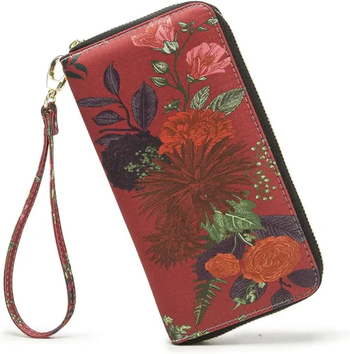 Vista 68 de Cartera de mano para mujer, estilo bohemio, con RFID, elegante, espaciosa con correa para viajes, capacidad para tarjetas, teléfono, dinero