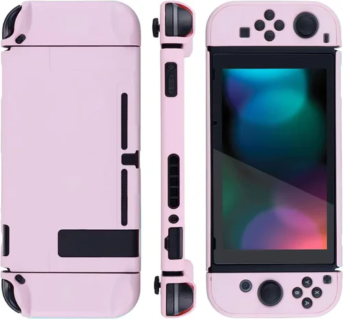 Vista 6 de eXtremeRate PlayVital Back Cover for Nintendo Switch Console, NS Joycon Handheld Separable Protector Hard Shell, Soft Touch Dockable Protective Case