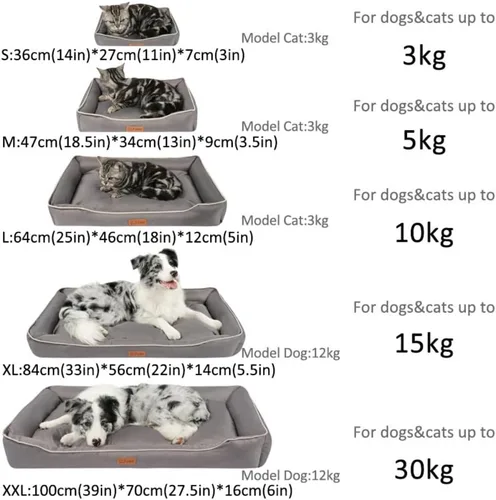 Vista 4 de Cama ortopédica de espuma viscoelástica para perro con cojín, tela Oxford duradera, funda extraíble lavable, sofá para mascotas para perros y gatos