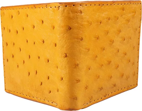 Vista 3 de Cartera exótica de piel de avestruz auténtica, varios colores, Butter
