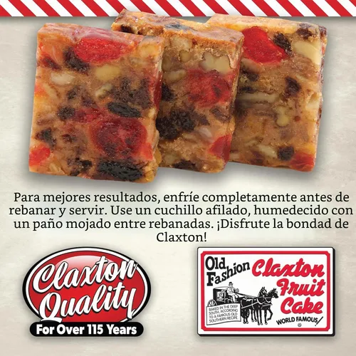 Vista 5 de Pastel de frutas Claxton de estilo antiguo - 1 libra. Receta oscura - Envuelto para mantener la frescura en nuestra caja Claxton característica