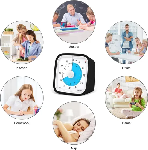 Vista 4 de Yunbaoit Temporizador Visual Negro Mejorado con Estuche Protector, Temporizador Silencioso de Cuenta Regresiva de 60 Minutos para Niños y Adultos