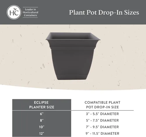 Vista 73 de The HC Companies, Eclipse - Maceta cuadrada de 12 pulgadas, con platillo, maceta para sembrar flores, verduras y hierbas en interiores y exteriores