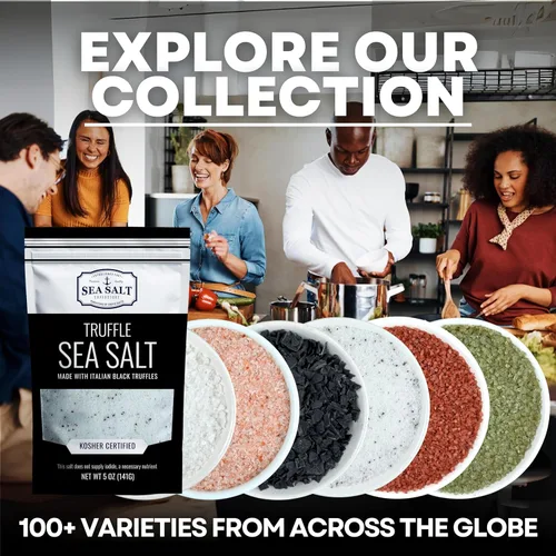 Vista 6 de Sal marina italiana de trufa negra, negro natural para sopas y salsas, sal gourmet suave y rica con infusión de trufa, bolsa de 5 onzas, Caravel