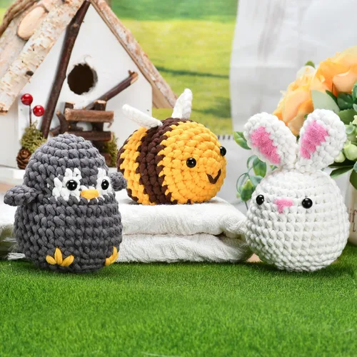 Vista 7 de Zepiany Kit de ganchillo para principiantes con hilo para principiantes, kit de ganchillo Amigurumi para principiantes, kit de tejer animales