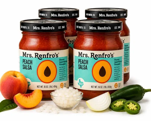 Vista 8 de Mrs. Renfro's Salsa de piña, tarros de 16 onzas (paquete de 4) – Salsa gourmet dulce y picante sin gluten con piña, tomates y pimientos – Salsa