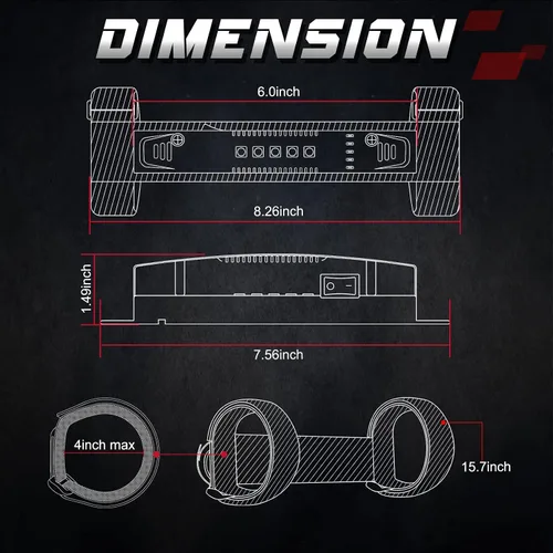 Vista 7 de OFFROADTOWN UTV - Luz interior universal para montaje en barra enrollable, luz LED cúpula, luz de jaula enrollable de luz de cortesía, luz superior