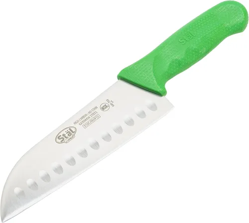 Vista 3 de Winco Cuchillo de chef japonés Santoku de acero de alto carbono de 7 pulgadas, verde