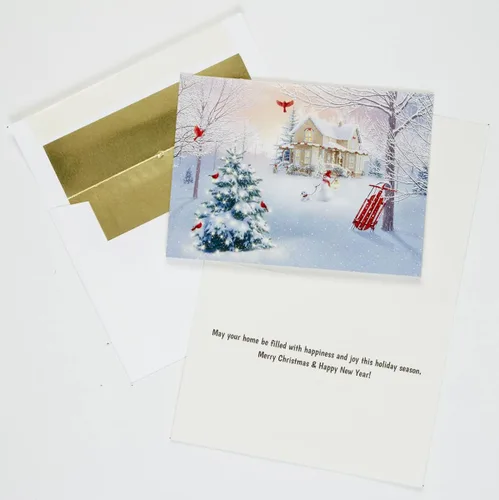 Vista 3 de Box Home para tarjetas de Navidad de Navidad, 15 tarjetas, 16 sobres de papel de aluminio