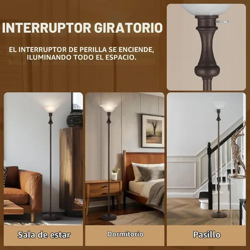 Vista 2 de Torchiere - Lámpara de pie marrón para sala de estar con pantalla