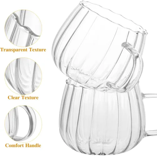 Vista 4 de NUOBESTY 2 tazas de cristal de la calabaza de la taza transparente de la forma de la calabaza tazas taza de café claro beber taza con la manija taza