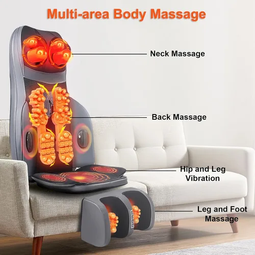 Vista 2 de Masajeador de espalda Shiatsu con calor, cojín de masaje eléctrico para el cuerpo Negro