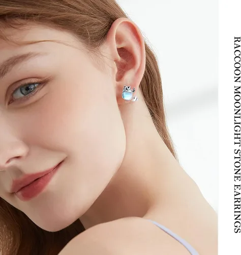 Vista 4 de Aretes de plata de ley con diseño de perezoso, caballo, búho, gato, miel, libélula, tiburón, delfín, tortuga, elefante, rana, perezoso, búho, koala