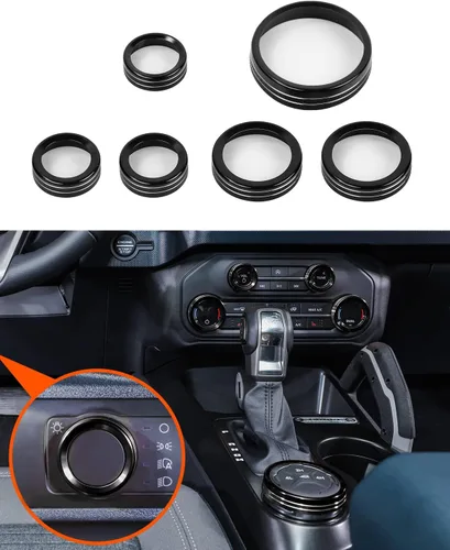 Vista 24 de Savadicar CKT01 Billet - Juegos de molduras de perillas de control de aluminio billet, faros/4WD/HVAC, biseles de anillos de perillas de control