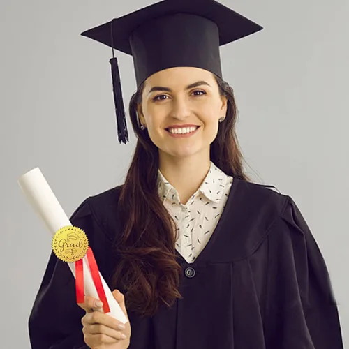 Vista 7 de CRASPIRE Calcomanías de papel de aluminio dorado de 2 pulgadas en relieve, sellos de certificado de graduación, calcomanías autoadhesivas, 100