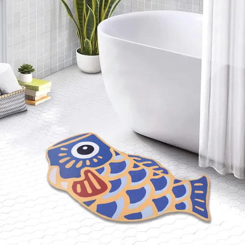 Vista 10 de Alfombra de baño de ojo malvado, suave, absorbente, antideslizante, alfombra de baño para niños, alfombra de microfibra copetuda para ducha, tapete