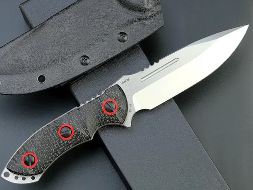 Vista 3 de Eafengrow EF139 Cuchillo de hoja fija, hoja de acero de 60.6 in, mango Micarta con espiga completa, herramienta EDC cuchillo recto para trabajar