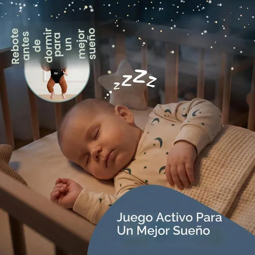 Vista 4 de Jolly Jumper Elite (Grey Safari) Ejercitador para Bebé - Marco Resistente, Saltador para Bebé con Soporte de 6 Pies de Alto, Asiento de Sillín