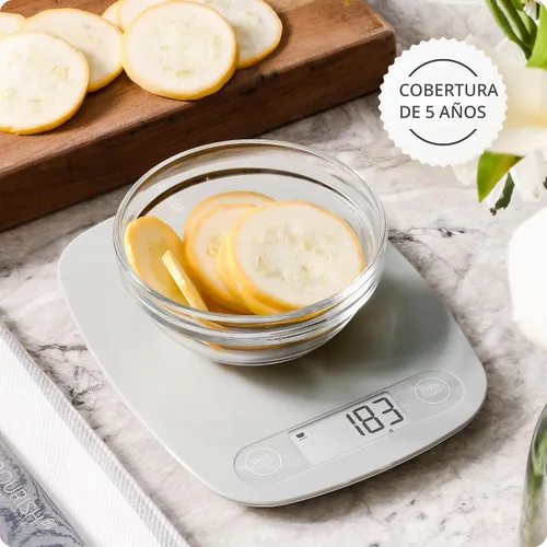 Vista 9 de Greater Goods Báscula de alimentos – Báscula digital de cocina, precisión de 1g (0.035 oz), tara fácil y conversión rápida, diseño compacto delgado