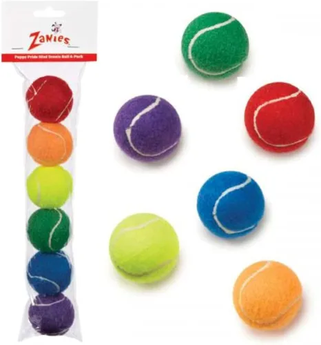 Vista 3 de Zanies Pelotas de tenis Mini Puppy Pride para perros, paquetes de 6