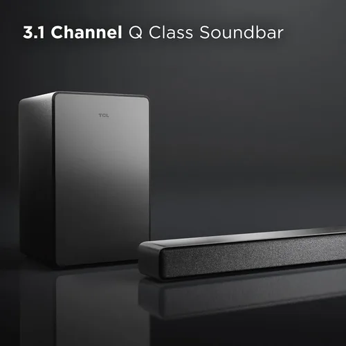 Vista 3 de TCL Barra de sonido de 3.1 canales con subwoofer inalámbrico (Q6310, modelo 2023), Dolby Audio, DTS Virtual:X, altavoz de canal central integrado