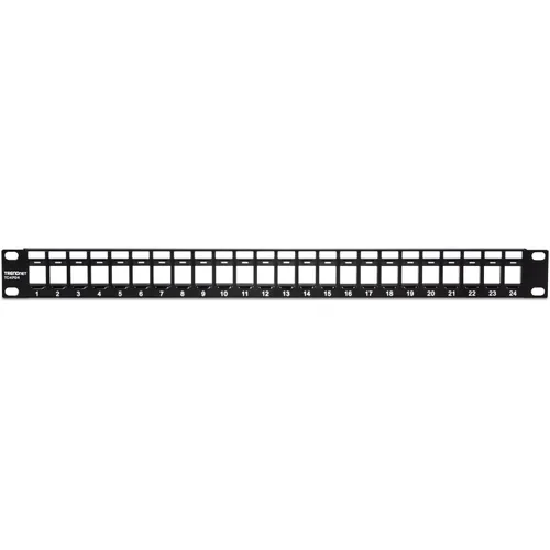 Vista 9 de TRENDnet Paneles de Parche Keystone 1U en blanco de 24 puertos, TC-KP24/2, Carcasa de Montaje en Rack Metálica de 1U 19", recomendada con conectores