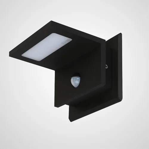 Vista 6 de Lustrlach Luz de pared al aire libre LED negro con sensor de movimiento exterior para casa impermeable montaje en pared porche luz para garaje