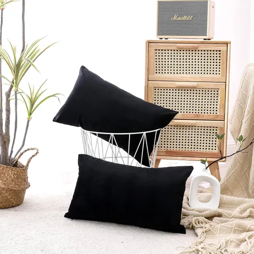 Vista 62 de NiNi ALL - Fundas de almohada decorativas de terciopelo 30x30 cm, paquete de 2 unidades, color azul bebé, suaves para sofá, dormitorio, sala