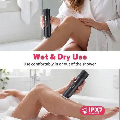 Vista 3 de PRITECH Recortadora de pelo Pubic para mujer, recortadora de bikini recargable para mujer, cabello púbico, uso húmedo y seco, afeitadora eléctrica