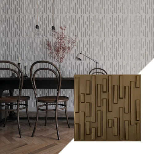 Vista 30 de Ekena Millwork 19 5/8 pulgadas de ancho x 19 5/8 pulgadas de alto, ladrillo escalonado EnduraWall decorativo 3D, cobre envejecido