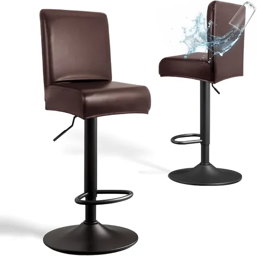 Vista 20 de Fundas de Cuero PU para Taburete de Bar con Respaldos, Paquete de 2 Fundas Elásticas Impermeables para Sillas de Taburete de Bar, Fundas Lavables