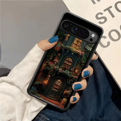 Vista 1931 de Compatible con Google Pixel 4A 5G Mobile Case Creative Acrylic Panel trasero Silicona Protección Grip especialmente diseñado para Google Pixel 4A 5G