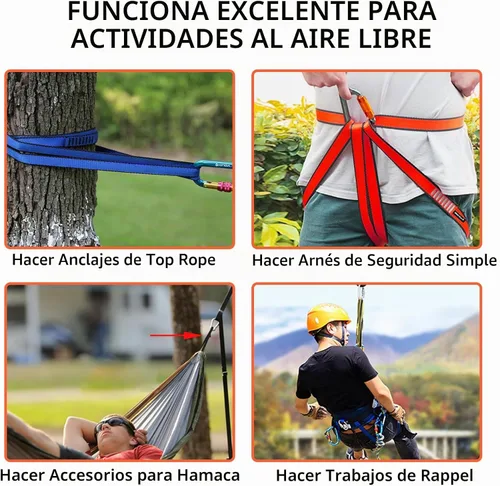 Vista 8 de NewDoar 16mm Cuerda de Escalada Certificada UIAA CE, 23KN Certificada EN566, Cordón Utilitario para Escalada en Roca, Creación de Sistemas de Negro