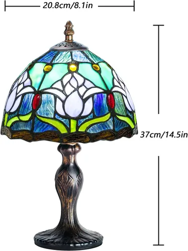 Vista 2 de Lámpara de Vidrio Teñido, Lámpara de Mesa de Vidrio Teñido, Lámpara de Noche de Escritorio Hecha a Mano, Lámpara de Noche de Cama, Regalo de Arte