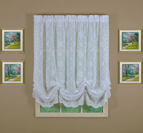 Vista 21 de Today's Curtain Hopewell Cenefa de encaje prémium de 12 pulgadas, crema, 58 pulgadas de ancho x 12 pulgadas de largo