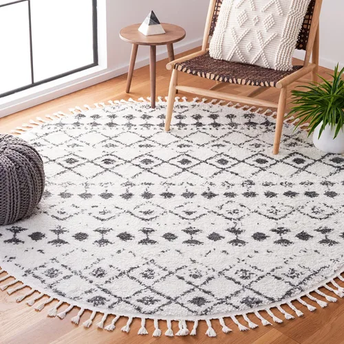 Vista 31 de SAFAVIEH Berber Fringe Shag Collection - Alfombra decorativa de 2 pies 2 pulgadas x 4 pies, color crema y gris oscuro, diseño que no desprende