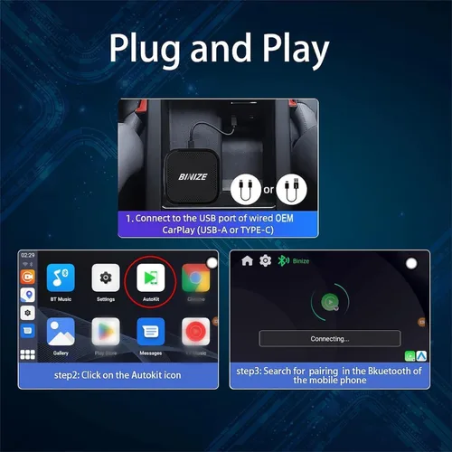Vista 6 de Binize - Caja de Video Multimedia Inalámbrica CarPlay y Android AUTO, Celular 4G, 4GB+64GB, 8 Núcleos, Navegación Integrada Android 13, Soporte SIM